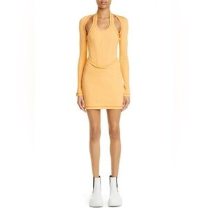 Dion Lee Modular Orange Corset Rib Knit Mini Dress Cotton Size Large